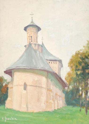 Constantin Isachie Popescu - Peisaj cu mănăstire (Sf. Nicolae din Suceava)