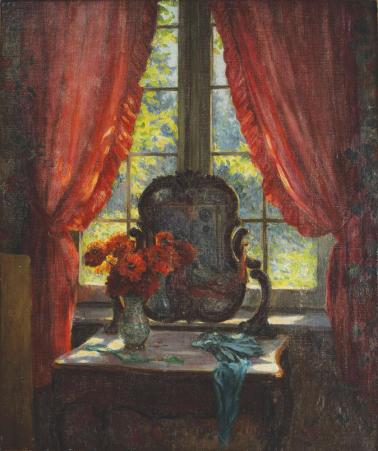 Nicolae Grant - Interior cu oglindă și crizanteme