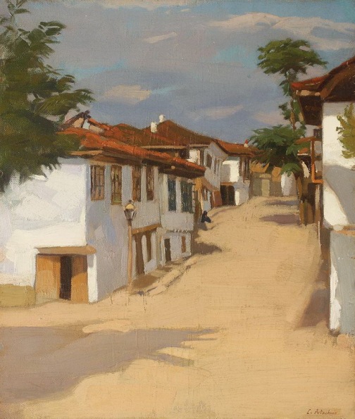Constantin Artachino - Peisaj cu case la Balcic