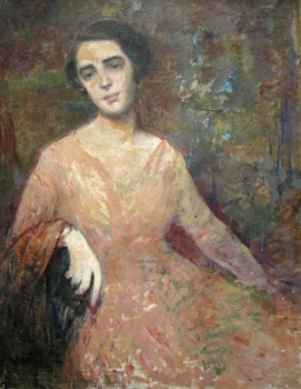 George Demtrescu Mirea - Doamna cu rochie roz